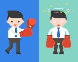Cute Businessman or manager with boxing gloves vector