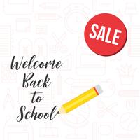 back to school sale poster on school supplies outline background vector