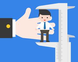 Big hand of hr using vernier measurement businessman vector