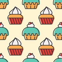 Colorful cute Cupcake seamless pattern for wrapping paper gift vector