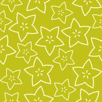 Outline Star fruit, Tropical Fruit seamless pattern vector