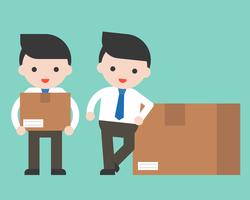 Cute Businessman or manager  with parcel box, ready to use character vector