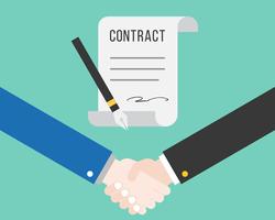 Shake hand and contract with pen, successful deal business concept vector
