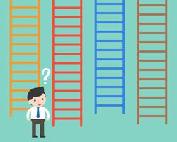 Businessman confused to choosing which ladder, making decision business concept vector