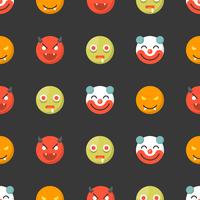 Emoticon de Halloween de patrones sin fisuras, diseño plano para usar como papel tapiz o fondo vector