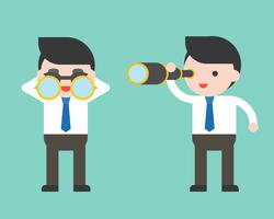 Cute Businessman or manager with binoculars and monocular scope vector
