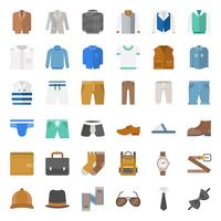 Conjunto de iconos planos de ropa y accesorios masculinos 1 vector