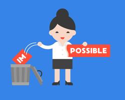 Businesswoman change the impossible sign to possible,motivation concept