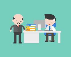 Businessman working under pressure from boss, business situation concept vector