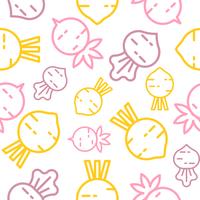 Beetroot and radish seamless pattern, outline vegetable wallpaper vector