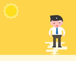 Businessman stand with sweats under the sun, hot weather and hight temperature  vector