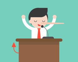 Businessman or politician speaking on podium with microphone vector