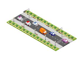 Carretera isométrica ciudad 3D vector