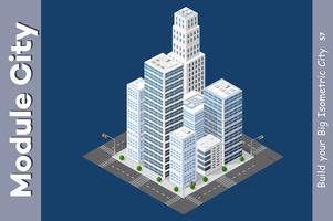 Rascacielos isometrico urbano vector