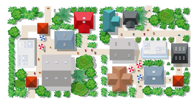 Top view of the colorful