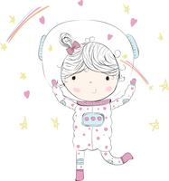 Cute baby girl in space vector