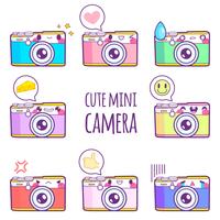 cute camera sticker emoticon vector