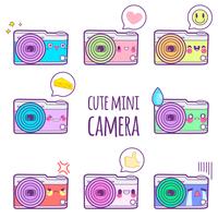 cute camera sticker emoticon vector