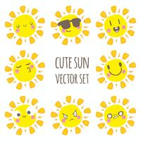 Cute sun vector set