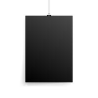 maqueta realista cartel negro colgando vector
