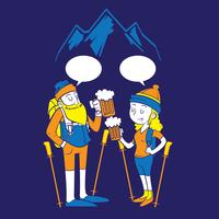 people hiking and drink beer vector