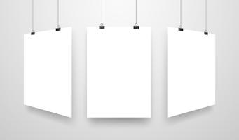 Mock-Up Realistic White Poster Hanging vector