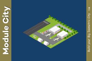 Aeropuerto isométrico ciudad 3d vector