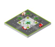 City isometric 3D intersection vector