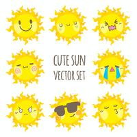 Cute sun vector set