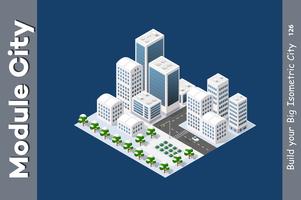 Winter isometric city vector