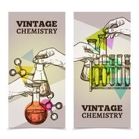 Conjunto de banners verticales vintage de laboratorio de química vector