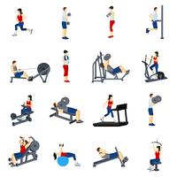 Fitness Gym Training Icons Set