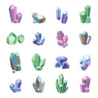 Set de minerales de cristal vector