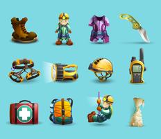 Speleology 3d icons set  vector