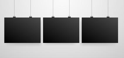 Mock-Up Realistic Black Poster Hanging vector