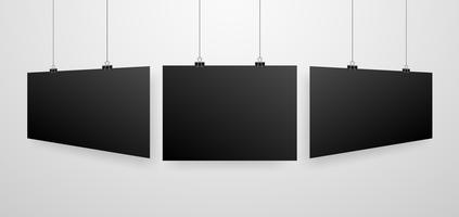 Mock-Up Realistic Black Poster Hanging vector