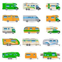 Recreational Vehicle Icons Set vector