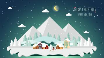 Flat design of winter Landscape background vector