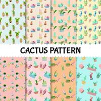 Seamless cactus pattern set background vector