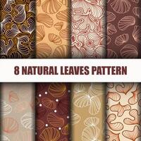 Set 8 Beautiful leaves pattern vector