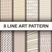 8 Set Abstract Line Art Pattern vector