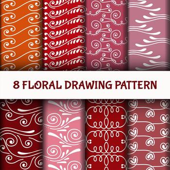 8 Set Abstract Line Art Pattern vector