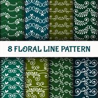 8 Set Abstract Line Art Pattern vector