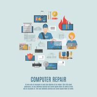 Computer repair flat icons composition poster vector