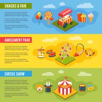 Carnival circus concept flat banners set vector