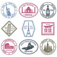 Conjunto de sellos de monumentos vector