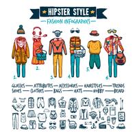 Hipster moda ropa infografía doodle banner