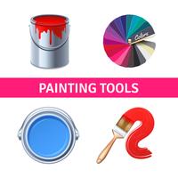 Painting Tools Realistic Set vector