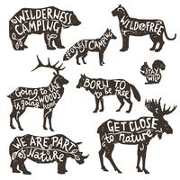 Wild Animals Silhouettes With Lettering vector