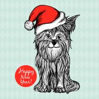 Dog In Christmas Hat vector